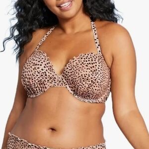 Shade & Shore Women's Lightly Lined Ruffle Bikini Top Size 34B - New With Tags